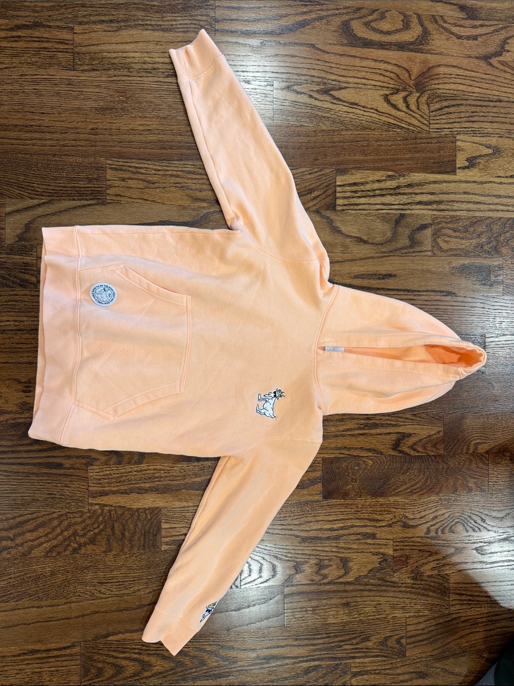 Youth size X-Large Hooded Pullover Sweatshirt in a bright peach
